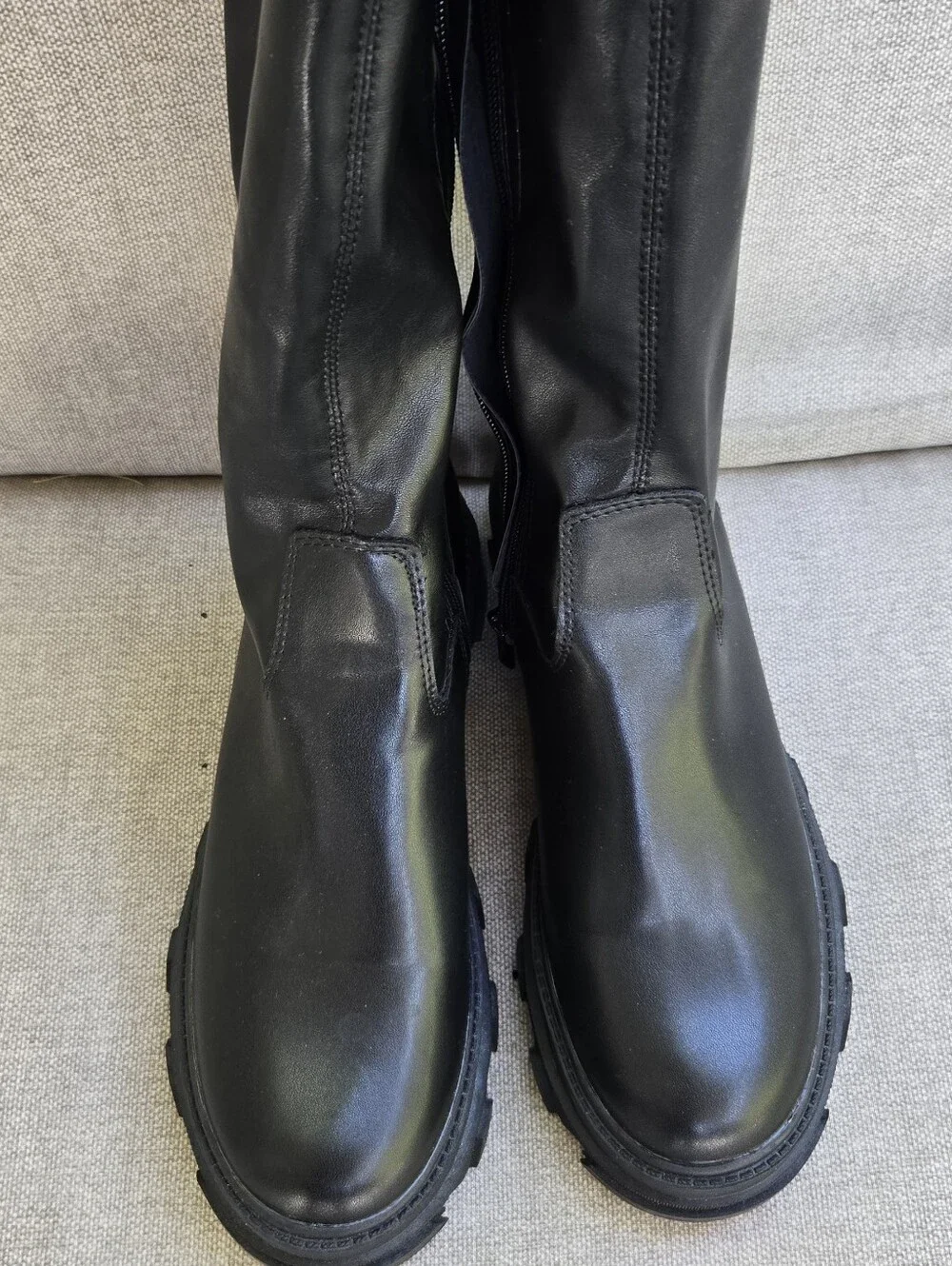 GC Women's Black Knee-High Lug Sole Boots